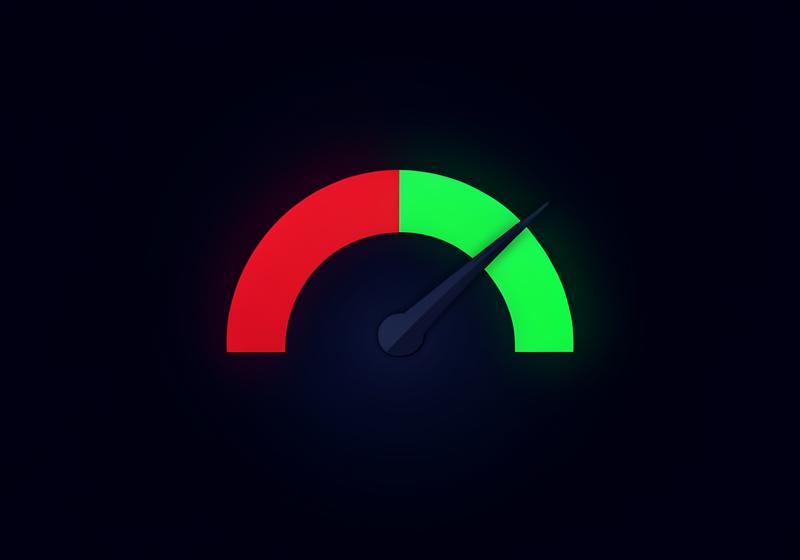 Credit score gauge pointing to the green range