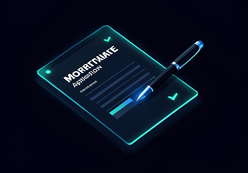 Mortgage application document with a pen