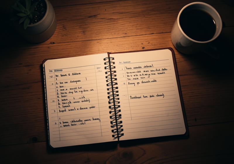 Notebook with a handwritten budget list
