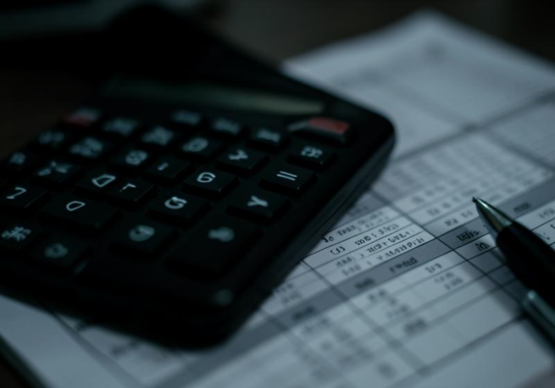 Calculator resting on a spreadsheet